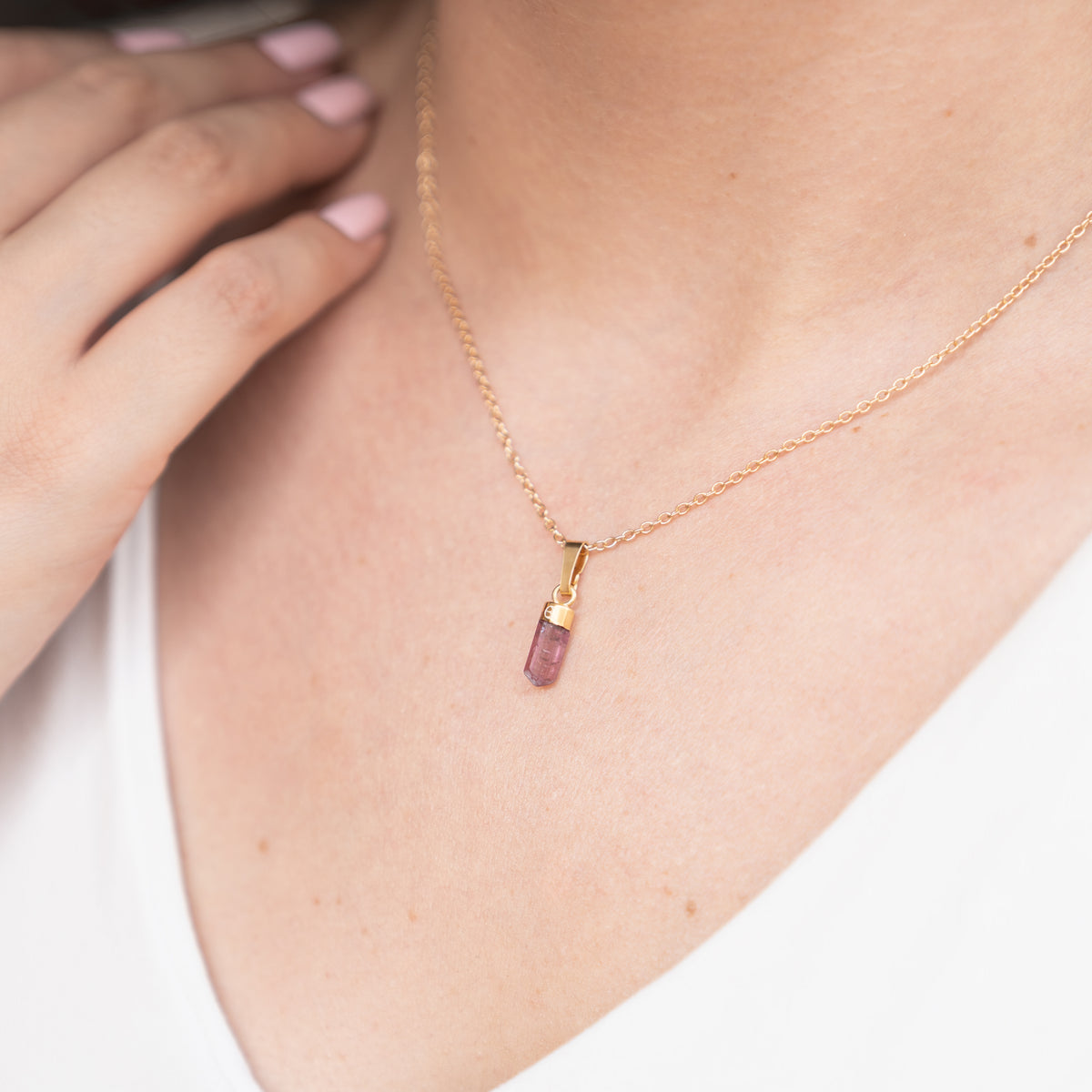 Colgante turmalina rosa.